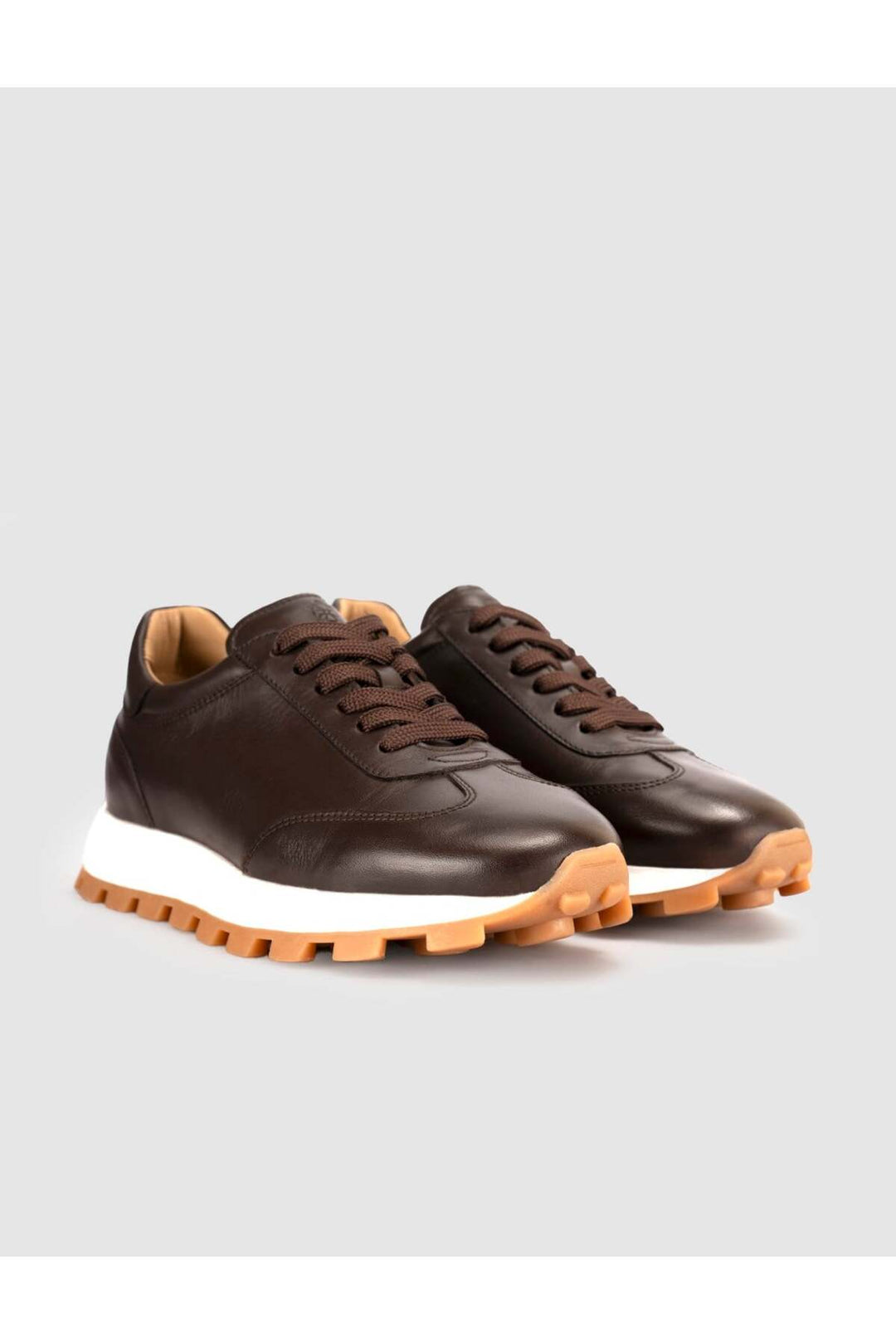Cabani Shoes Baskets pour femmes en cuir véritable marron - Marron