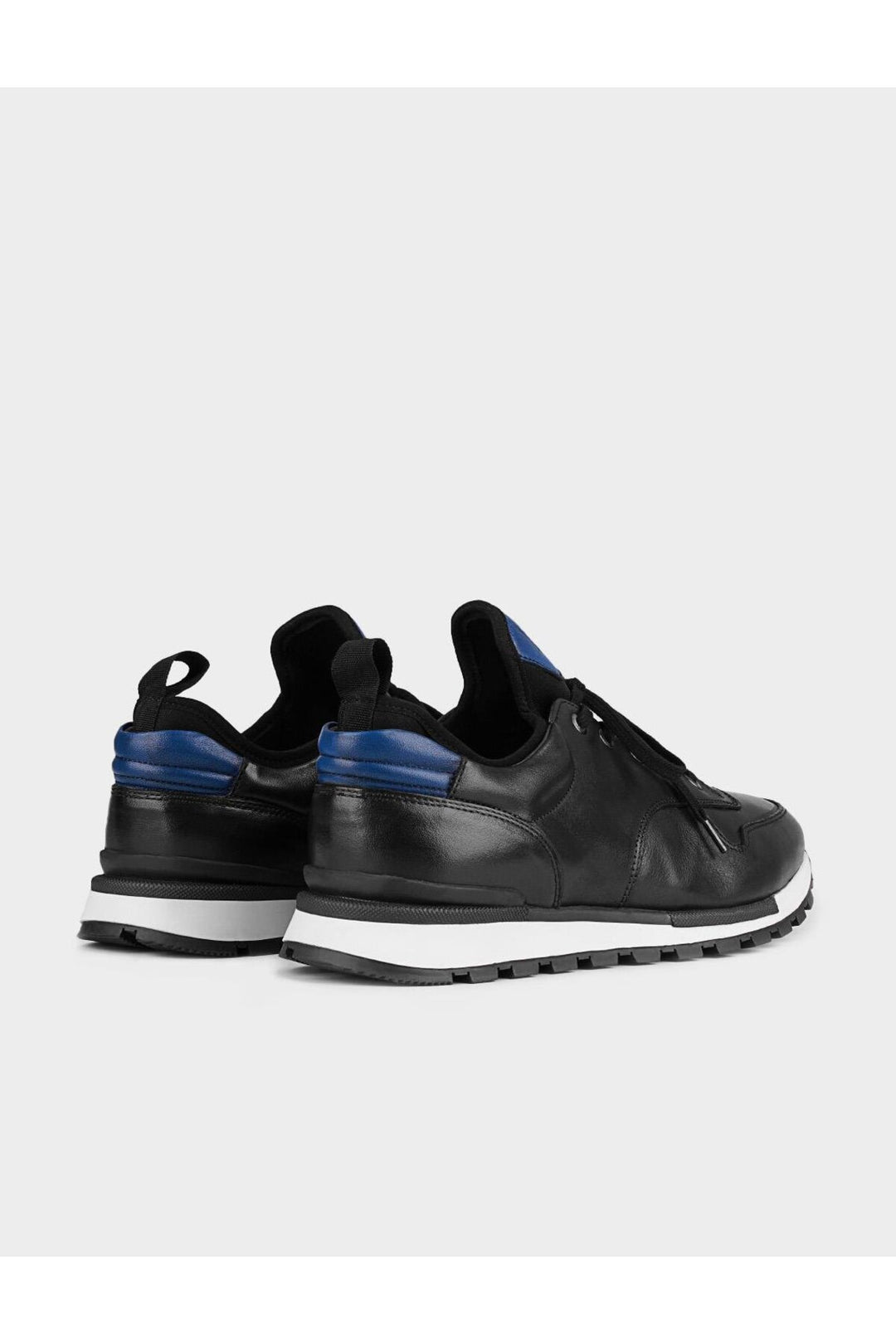 Cabani Shoes Bleu Botte Détail Cuir Véritable Noir À Lacets Chaussures Sport Homme - Noir