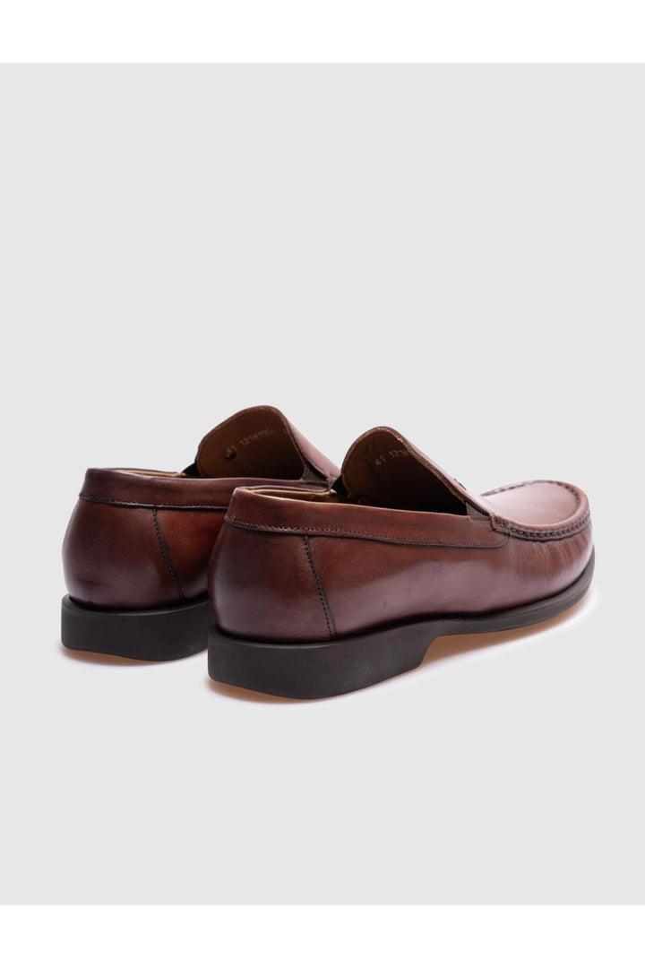 Cabani Shoes Chaussures décontractées pour hommes en cuir véritable marron avec détails de couture - Marron