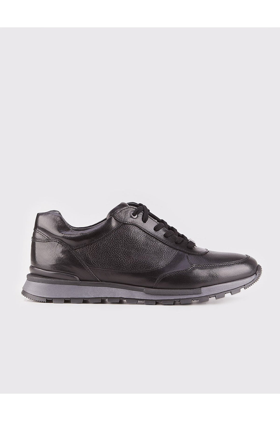 Cabani Shoes Chaussures de sport pour hommes en cuir véritable avec lacets noirs en cuir revêtu. - Noir