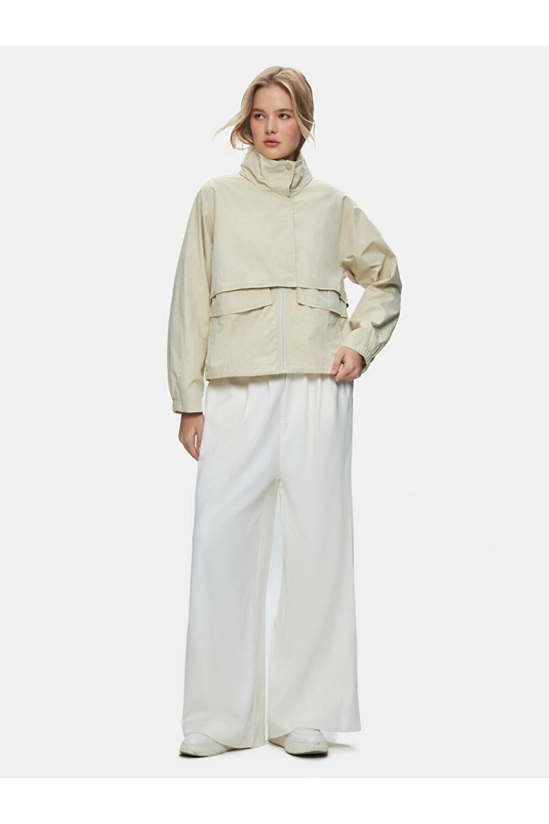 LTB Veste beige à manches longues avec col droit et poche avant