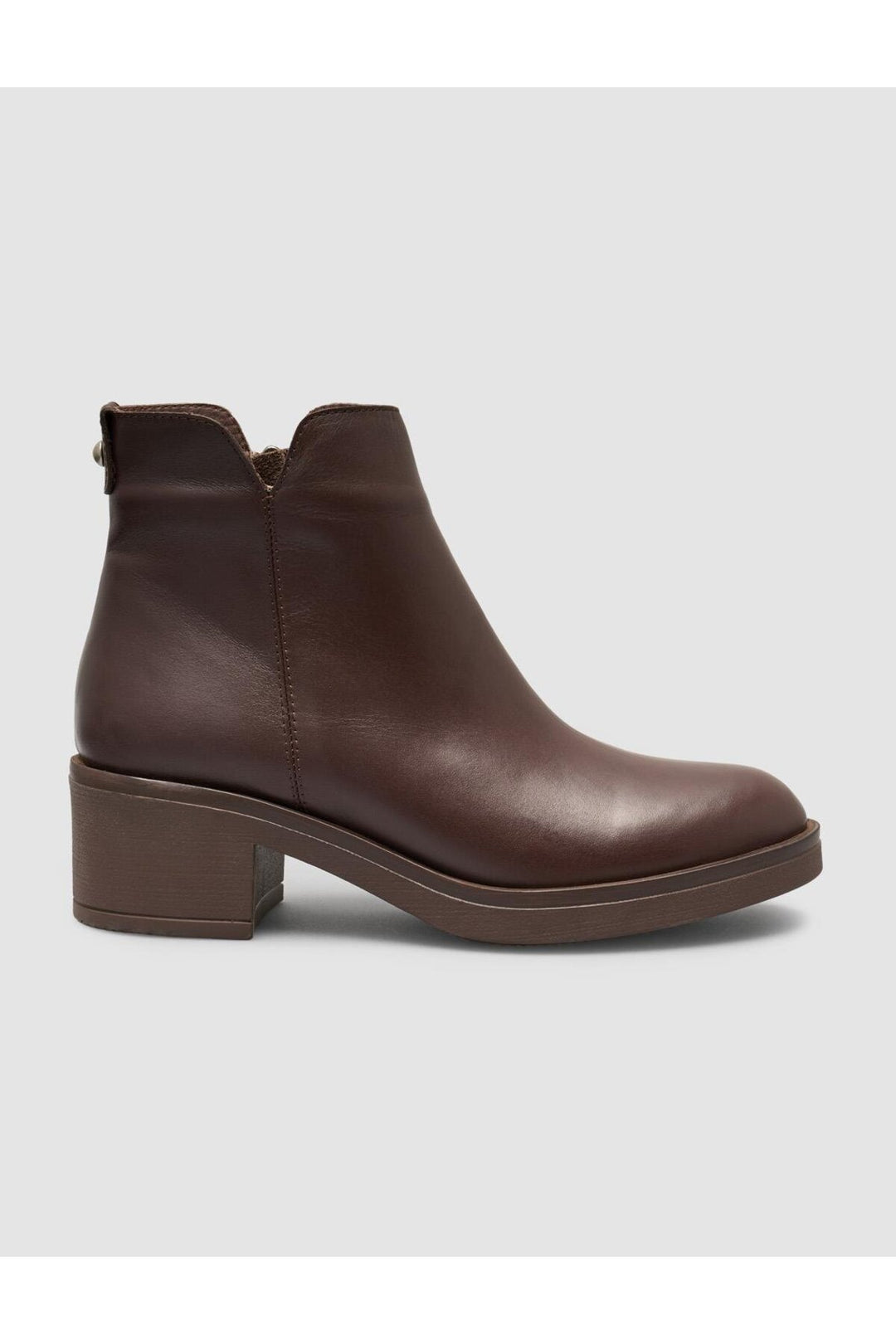 Cabani Shoes Bottines à talons pour femmes en cuir véritable 100 % marron avec clous. - Marron
