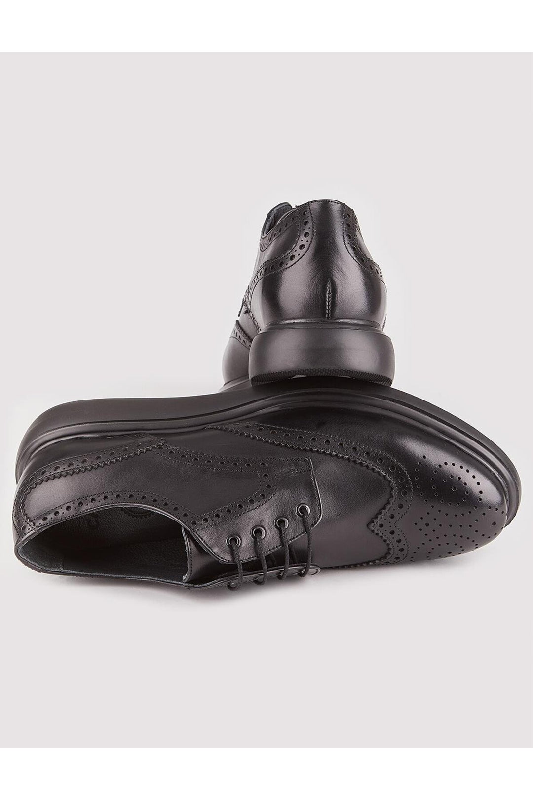 Cabani Shoes Chaussures de ville pour hommes en cuir véritable, noires, à lacets, avec semelle en gel. - Noir