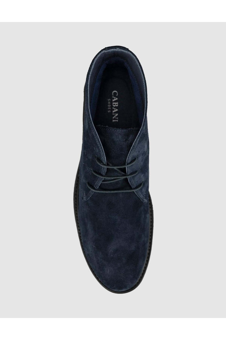 Cabani Shoes Bottines pour hommes en cuir véritable en suède bleu marine à lacets - Bleu marine