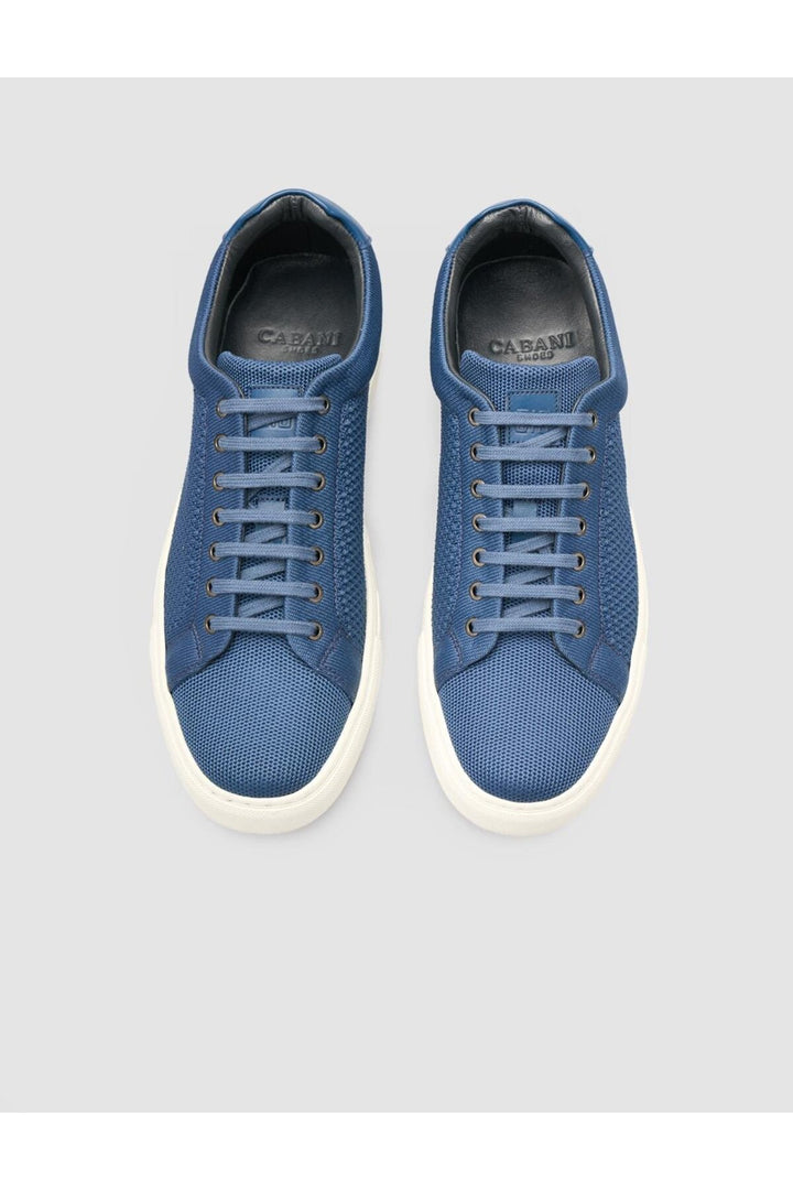 Cabani Shoes Chaussures de sport pour hommes en tricot bleu marine avec lacets. - Bleu marine