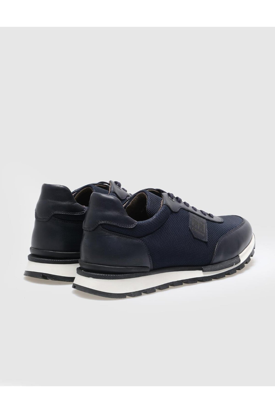 Cabani Shoes Chaussures de sport pour hommes en cuir véritable bleu marine à lacets - Bleu marine