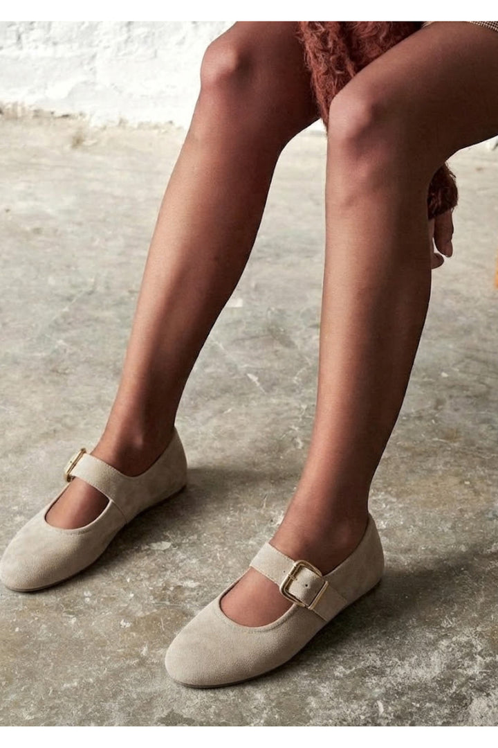 Wavelys NOREL Ballerines en cuir suédé véritable Beige - Beige