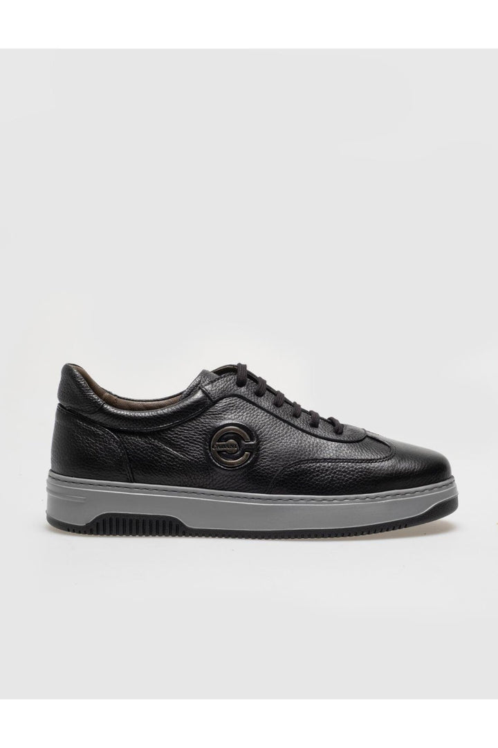 Cabani Shoes Chaussures de sport pour hommes en cuir véritable noires à lacets - Noir