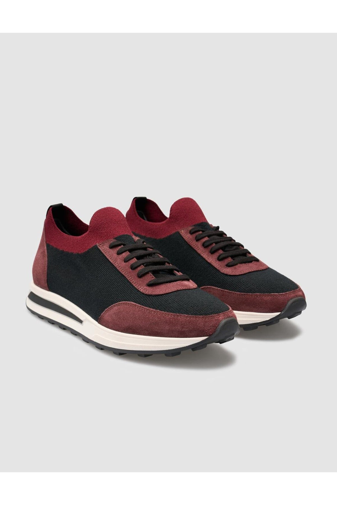 Cabani Shoes Chaussures de sport pour hommes en tricot bordeaux à lacets - Bordeaux