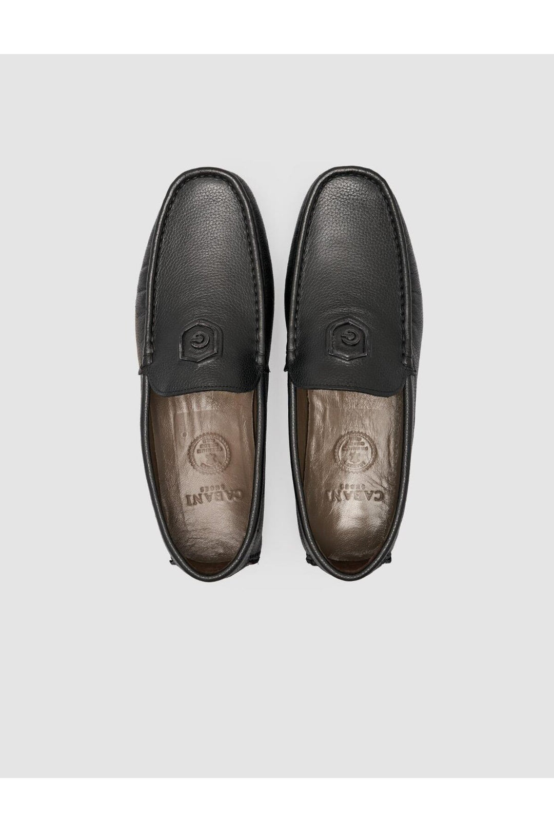 Cabani Shoes Chaussures Loafer pour hommes en cuir véritable noir avec détails de logo à 100%. - Noir