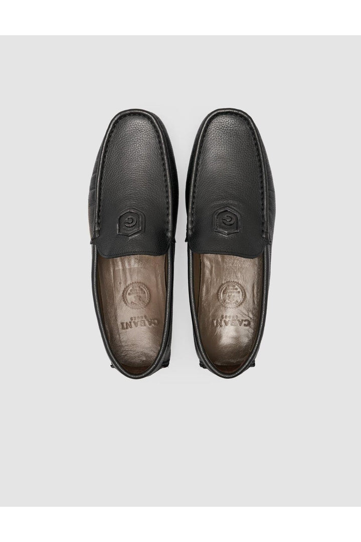 Cabani Shoes Chaussures Loafer pour hommes en cuir véritable noir avec détails de logo à 100%. - Noir