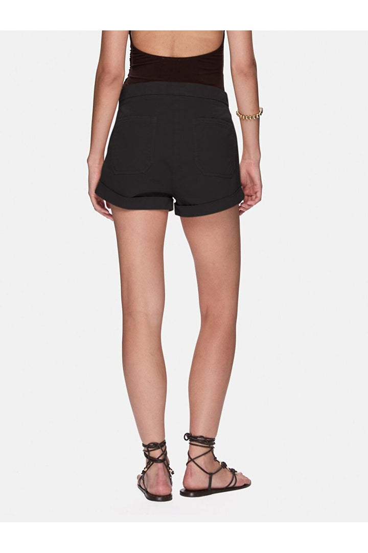LTB Mini short noir classique en gabardine