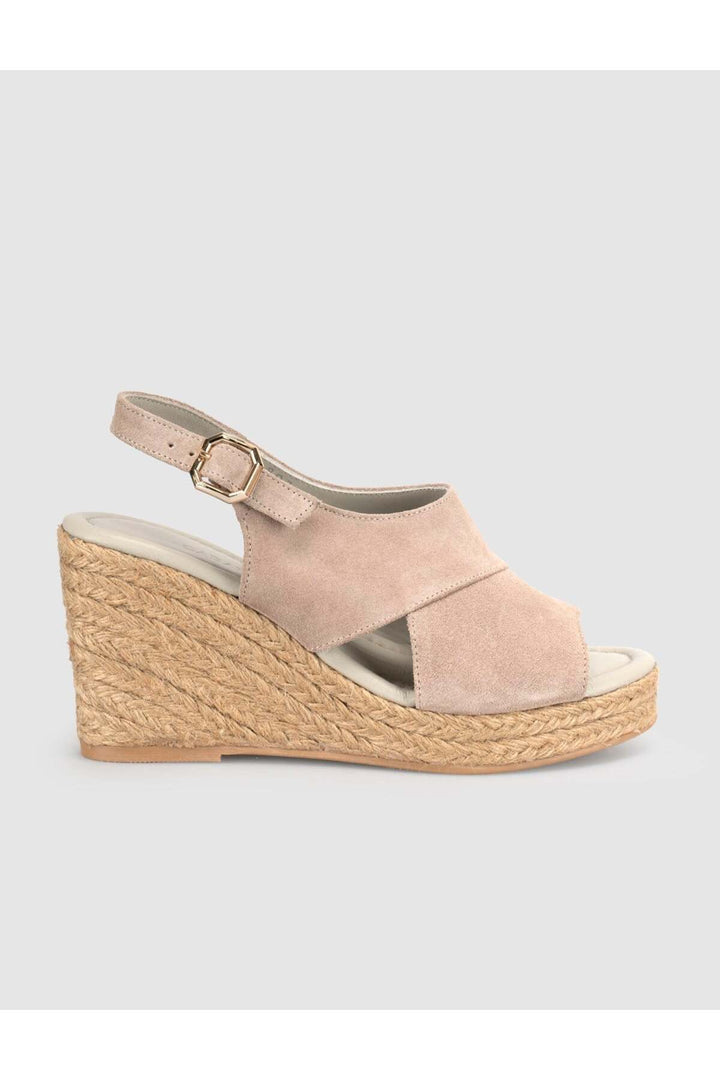 Cabani Shoes Sandales à talons compensés en cuir suédé véritable avec semelle en jute pour femmes - Pierre