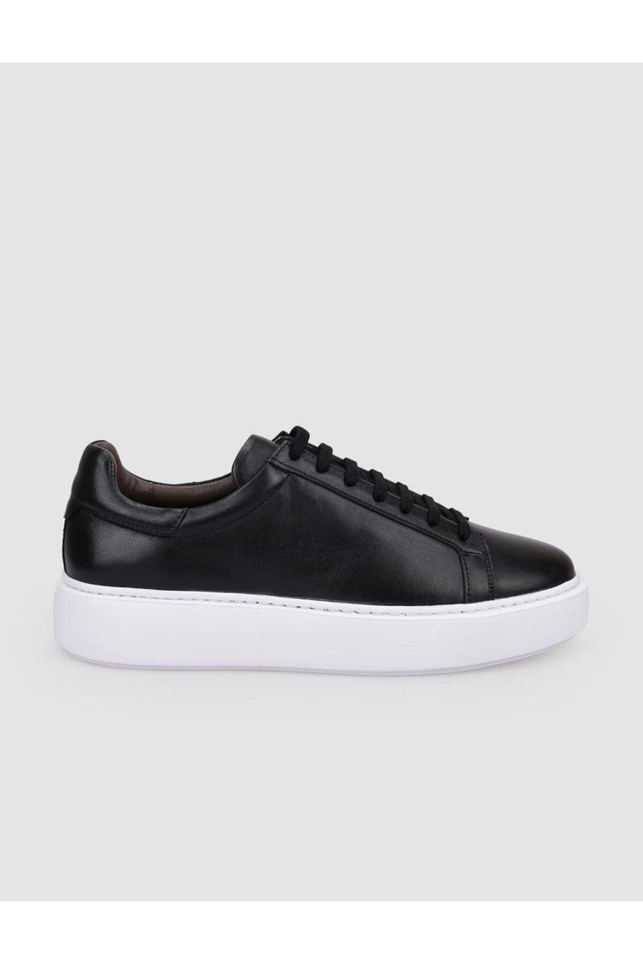 Cabani Shoes Lucca %100 Cuir Véritable Noir Chaussures de Sport Homme à Lacets - Noir