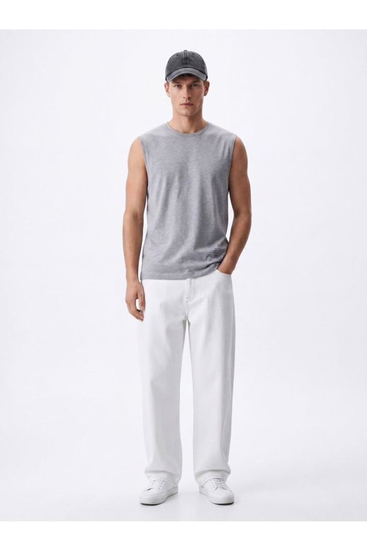 LTB Débardeur gris sans manches à imprimé minimaliste - Gris