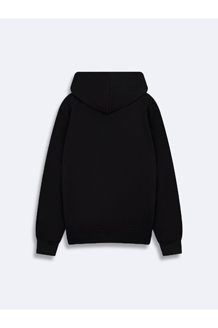 LTB Sweat noir imprimé à poche zippée et capuche