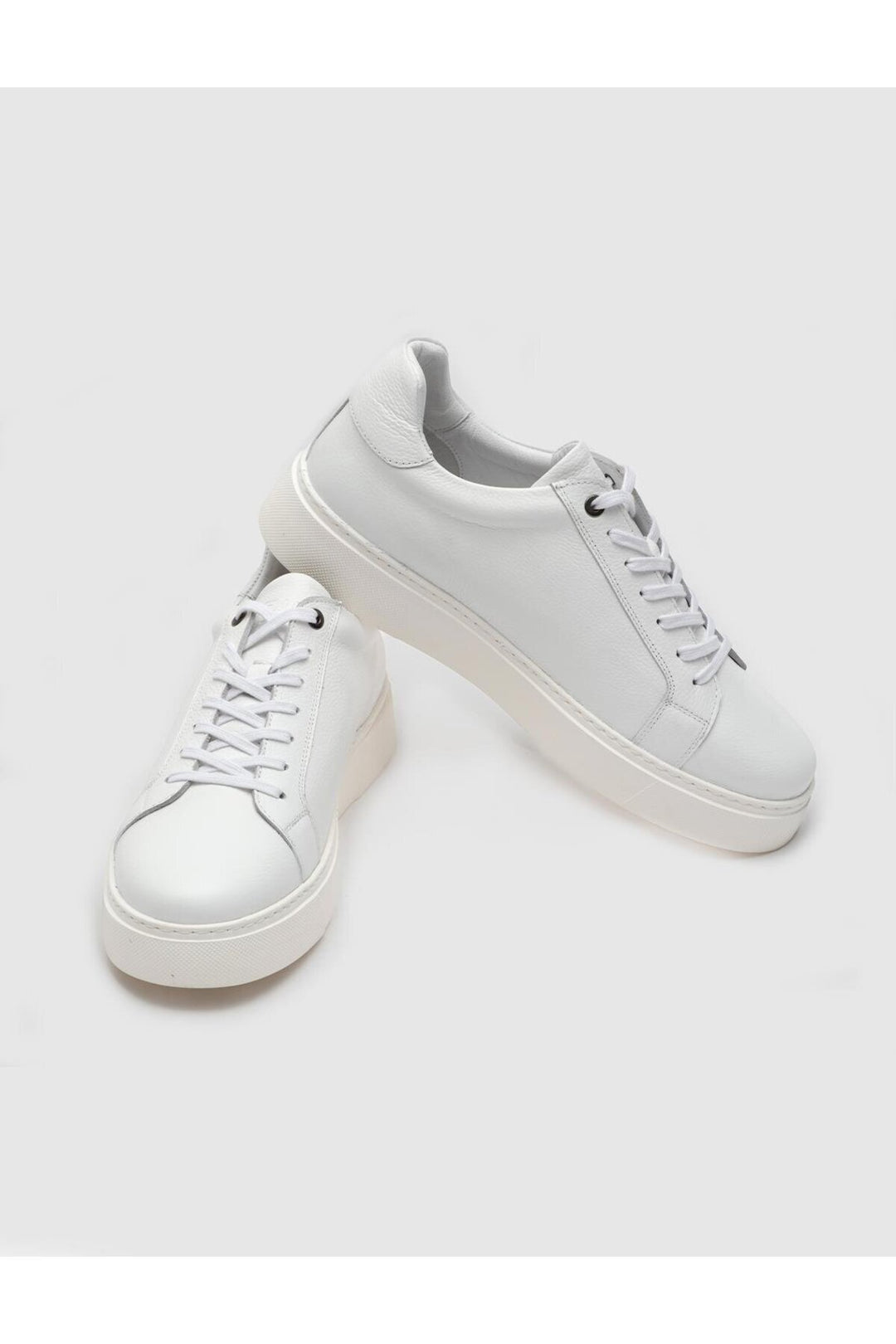 Cabani Shoes Chaussures de sport pour hommes en cuir véritable blanches à lacets. - Blanc