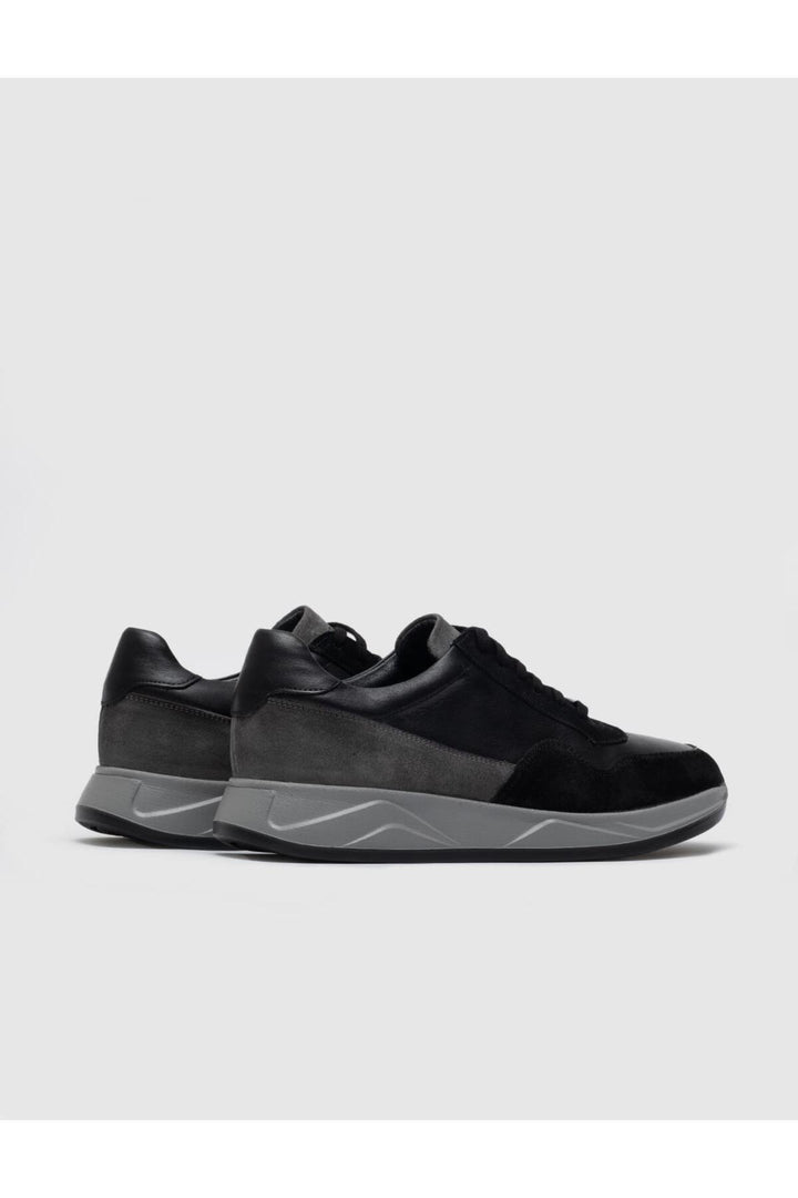 Cabani Shoes Chaussures de sport pour hommes en cuir véritable gris suédé à lacets - Gris