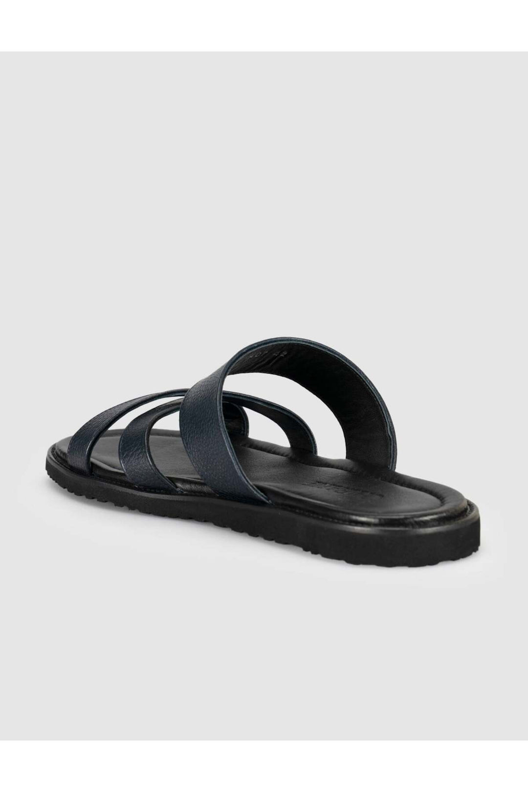 Cabani Shoes Sandales pour hommes en cuir véritable à bande croisée noires - Bleu marine