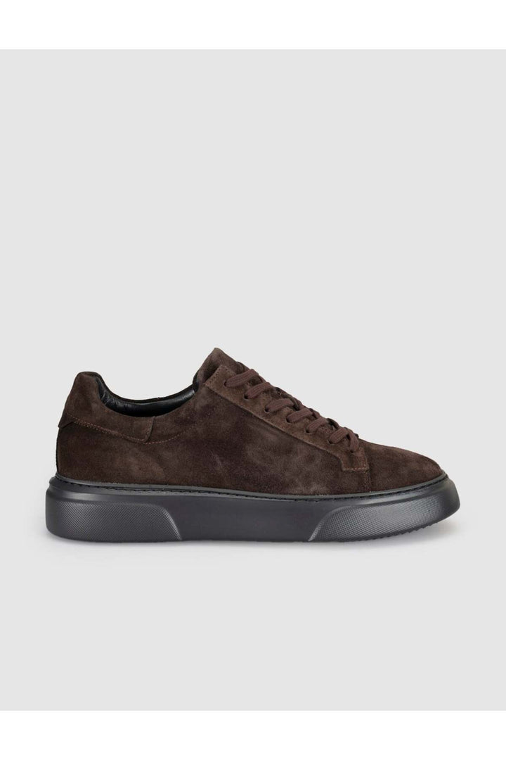 Cabani Shoes Baskets pour hommes en cuir suédé véritable marron - Marron