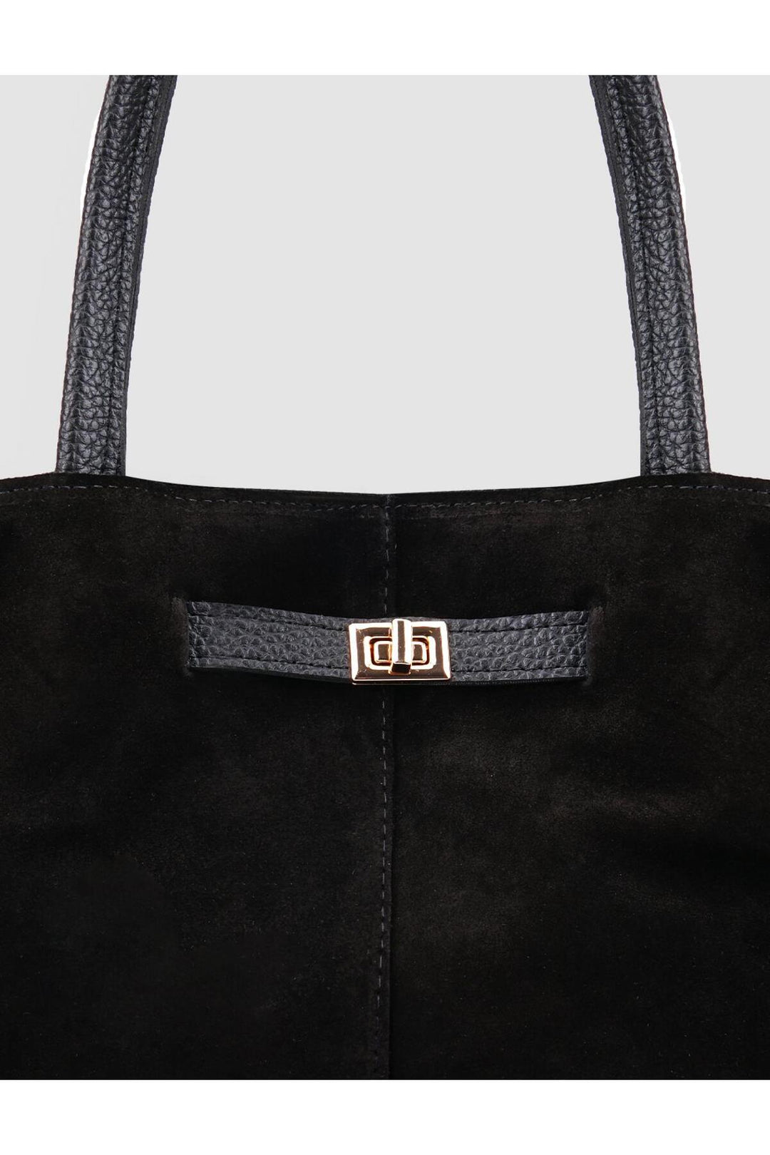 Cabani Shoes Sac à main en cuir suédé véritable noir avec boucle pour femme - Noir