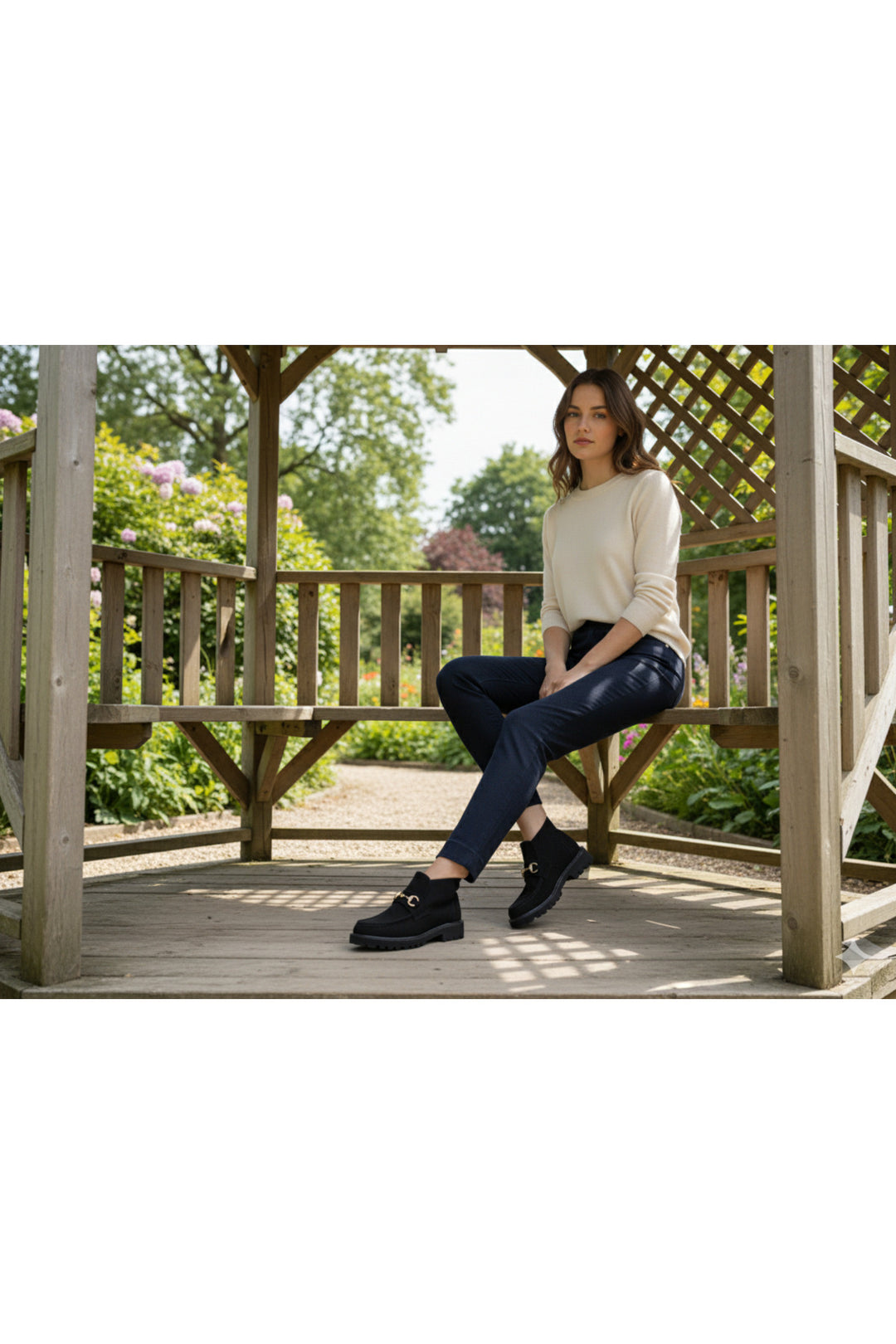 Wavelys RENA Bottine d'hiver pour femme en cuir suédé véritable avec boucle élégante, chaude. - Noir