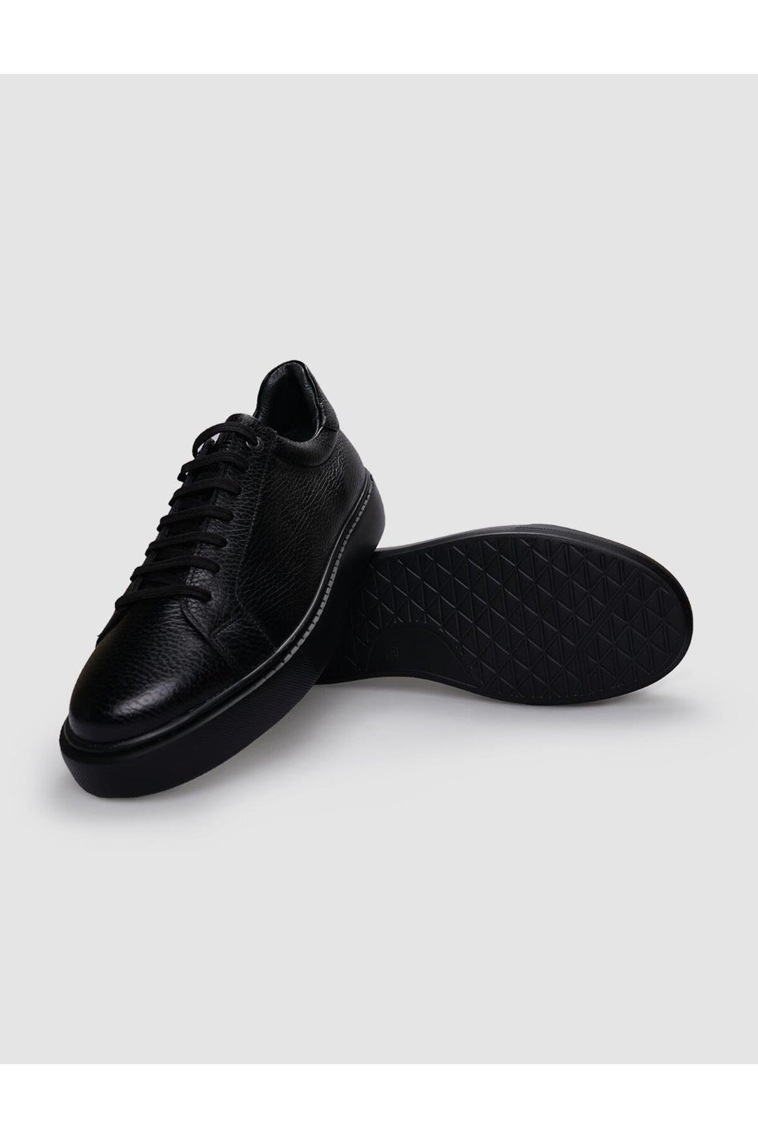 Cabani Shoes Chaussures de sport pour hommes en cuir véritable noir à lacets 100% - Noir