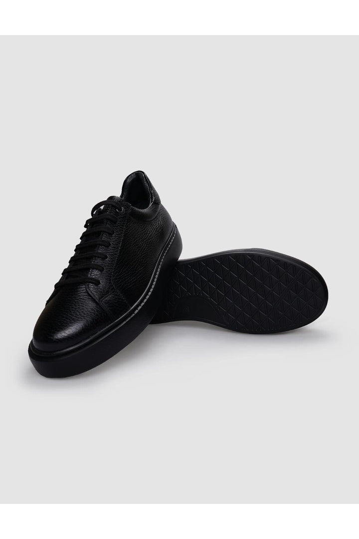 Cabani Shoes Chaussures de sport pour hommes en cuir véritable noir à lacets 100% - Noir