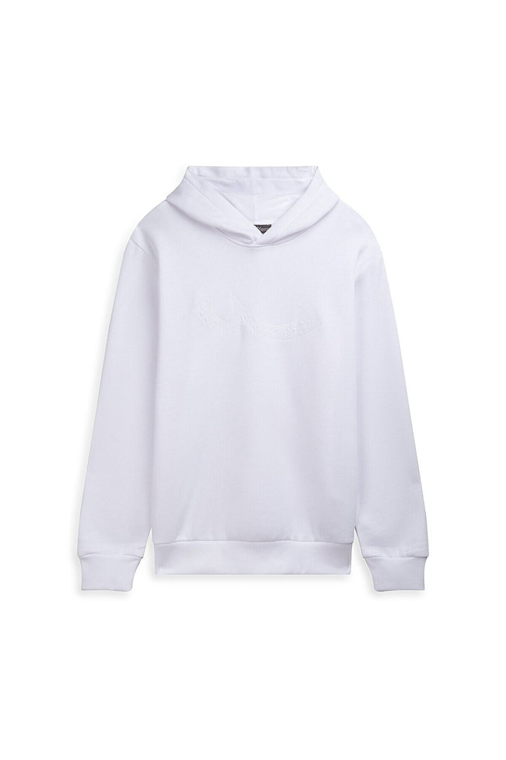 LTB Sweat-shirt blanc imprimé à capuche et manches longues