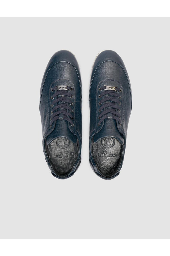 Cabani Shoes Chaussures de ville pour hommes en cuir véritable 100% bleu marine à lacets - Bleu marine