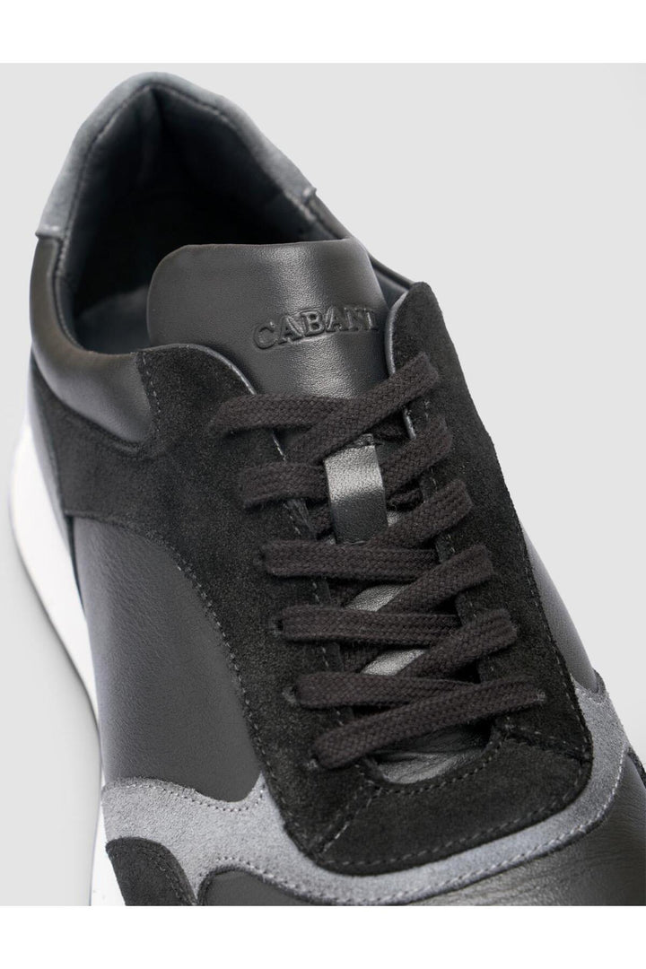 Cabani Shoes Chaussures de sport pour hommes en cuir véritable noir à lacets 100% - Noir