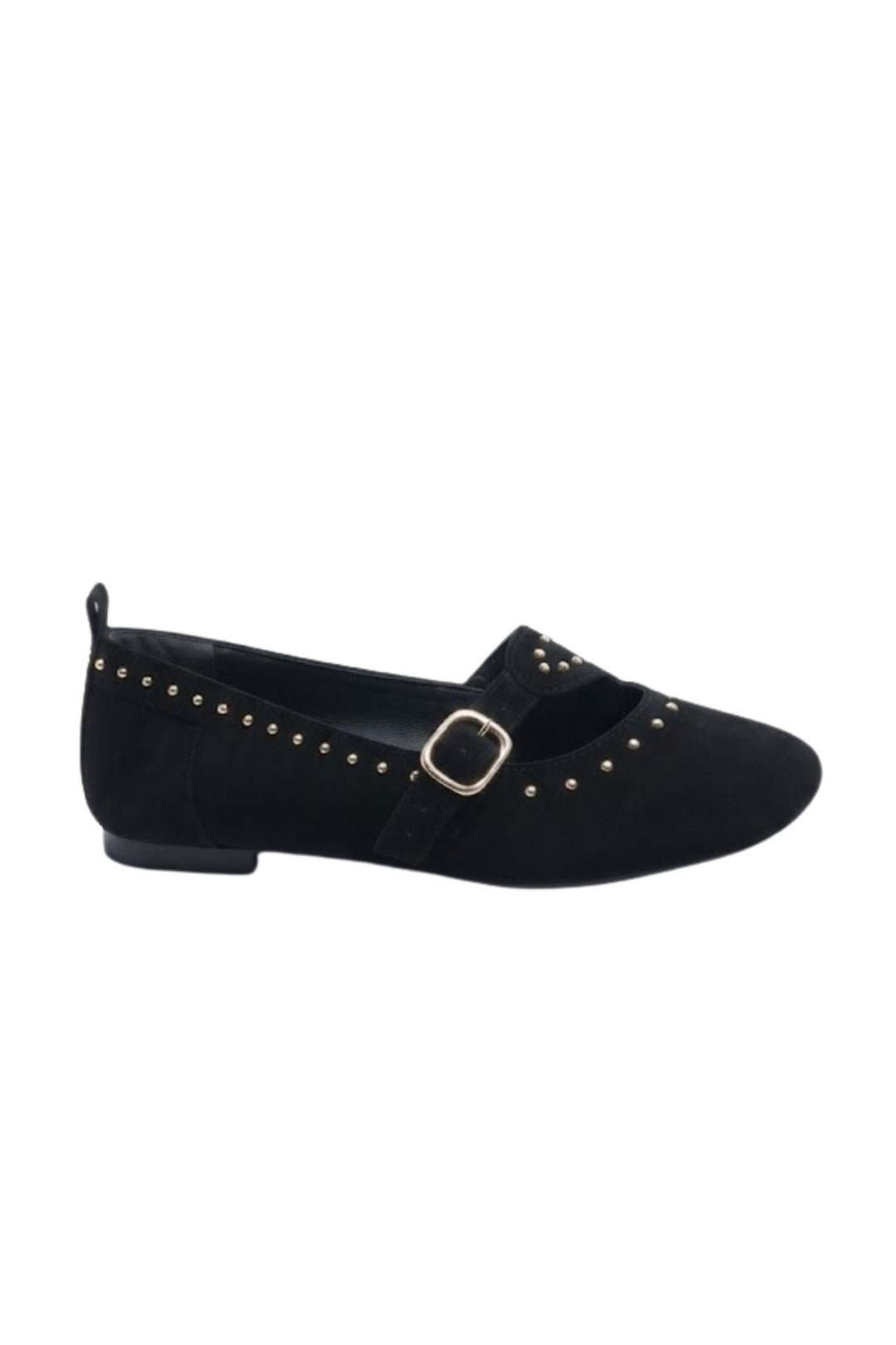 Wavelys AXEL Ballerines en cuir suédé véritable noir à talon plat avec détails de lacets - Noir