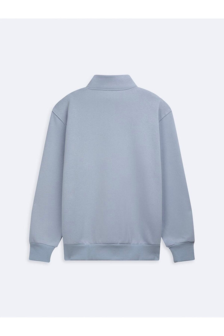 LTB Sweat bleu classique à manches longues avec demi-fermeture éclair