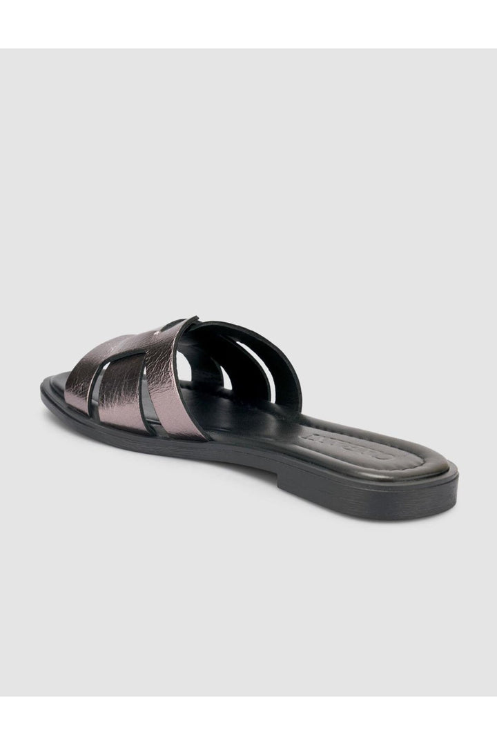 Cabani Shoes %100 Cuir véritable Sandales noires pour femmes - Multicolore