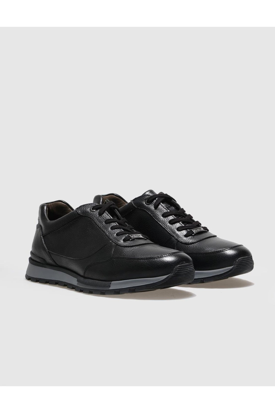 Cabani Shoes Chaussures de sport pour hommes en cuir véritable noires à lacets - Noir