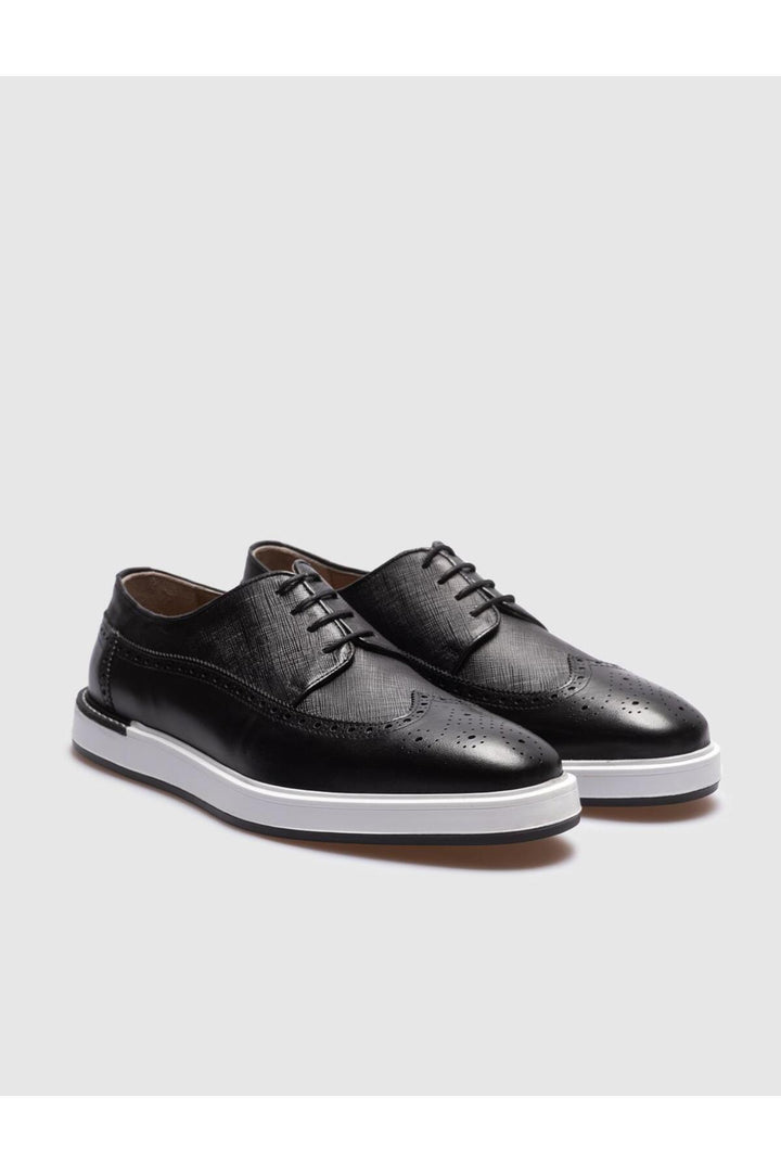 Cabani Shoes Chaussures de ville pour hommes en cuir véritable noires à lacets - Multicolore