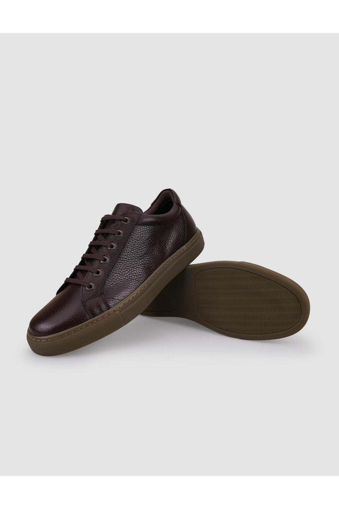 Cabani Shoes %100 Cuir véritable Baskets pour hommes à lacets marron - Marron