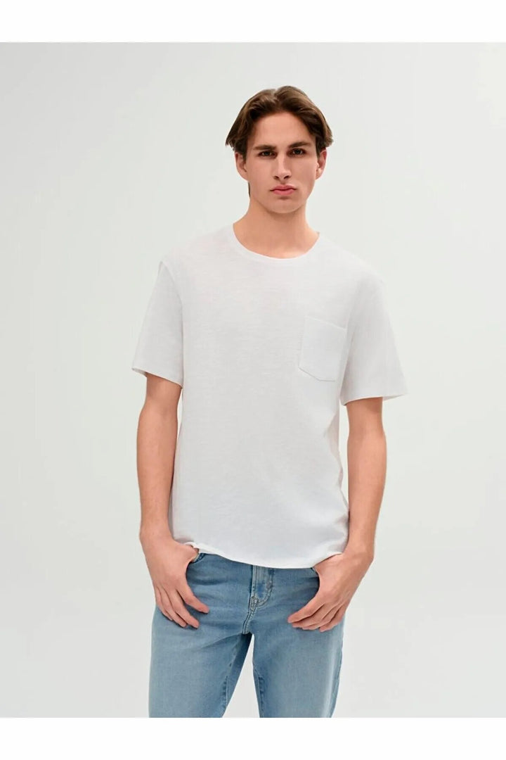 LTB T-shirt blanc classique à manches courtes avec col Pressure Zero