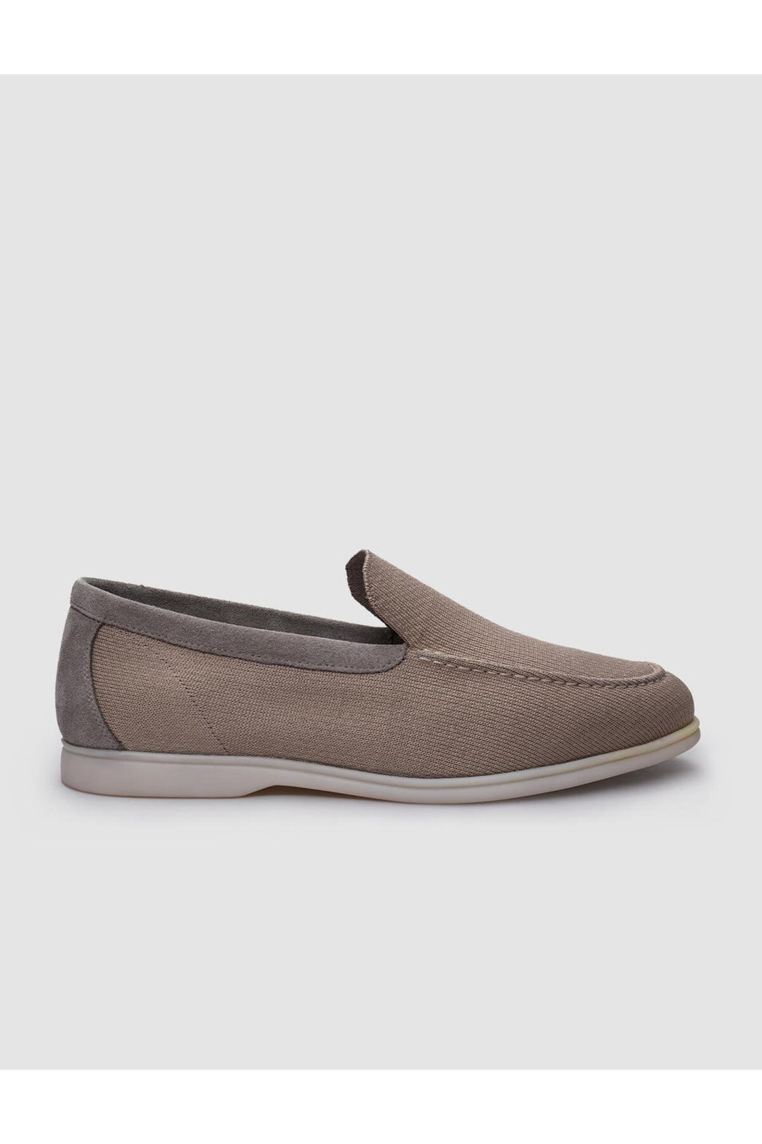 Cabani Shoes Mocassin pour homme en tricot beige avec détails en cuir véritable - Beige