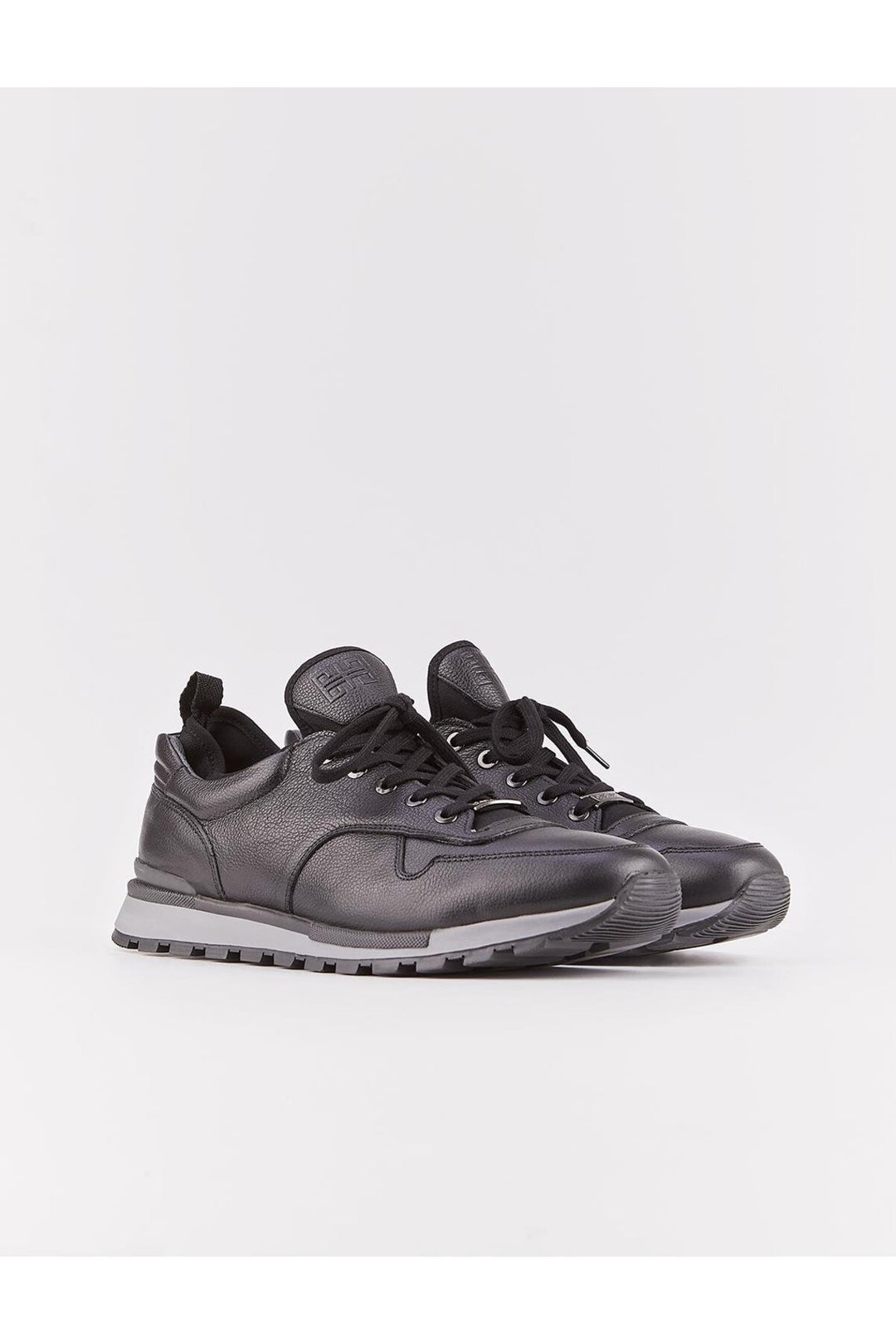 Cabani Shoes Chaussures de sport pour hommes en cuir véritable noir avec détails en stretch et lacets. - Noir