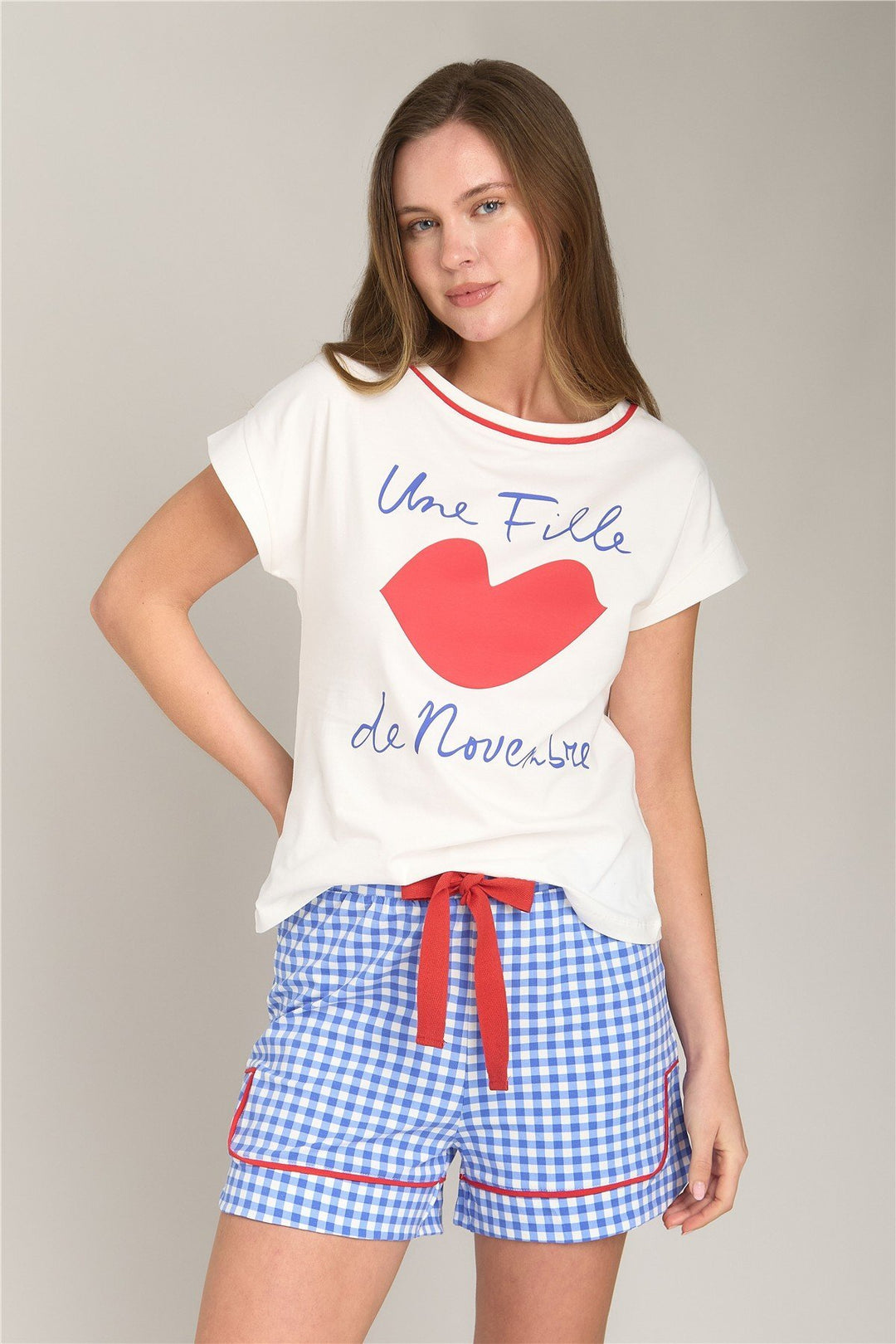 Lovely Things Ensemble de shorts à manches courtes en tricot Gloria - Ensemble de pyjamas - Bleu