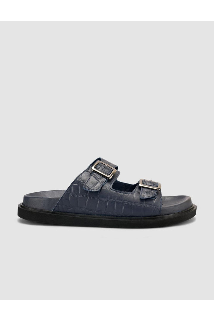 Cabani Shoes %100 Cuir Véritable Sandale Homme en Croco Bleu marine - Bleu marine