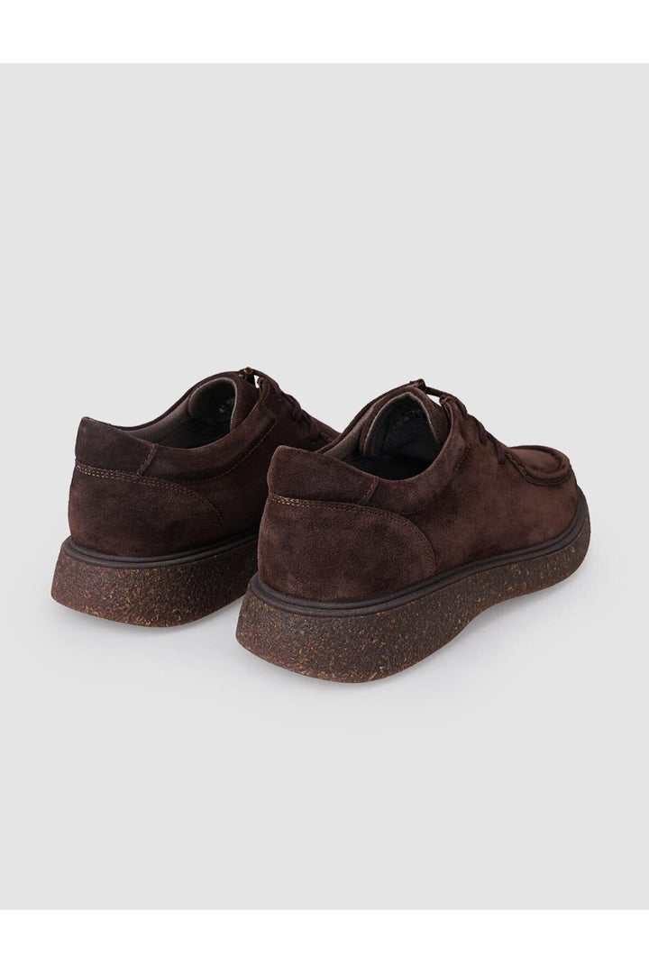 Cabani Shoes %100 Cuir véritable Chaussures de ville en daim marron pour homme à lacets - Marron