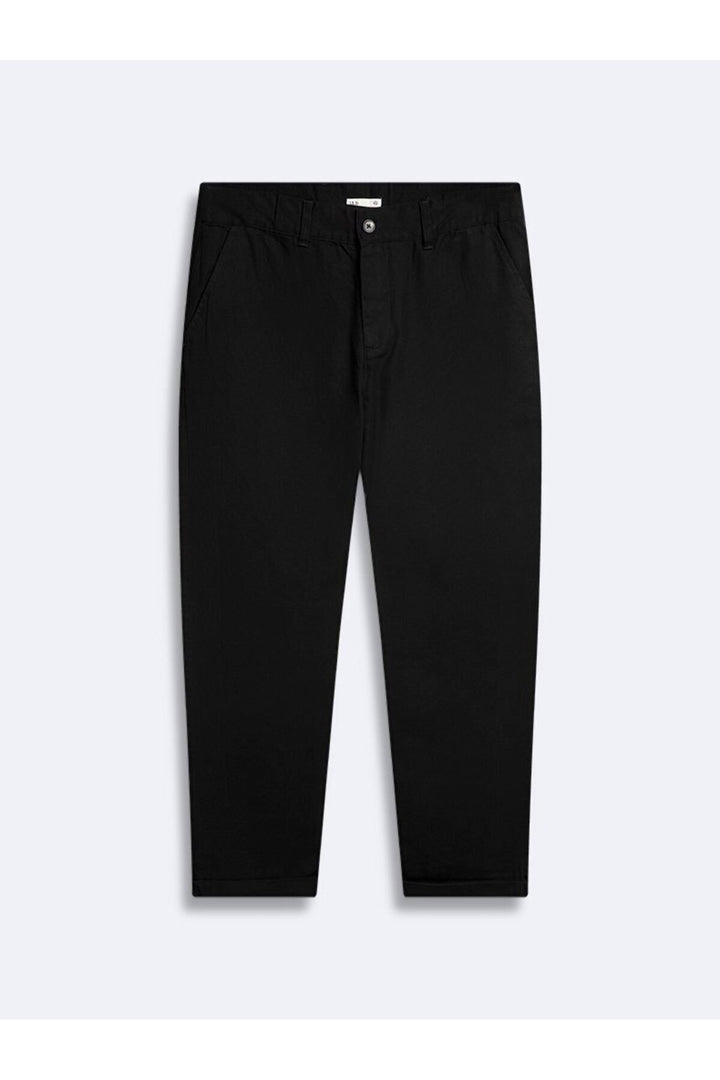 LTB Pantalon noir coupe droite aspect lin