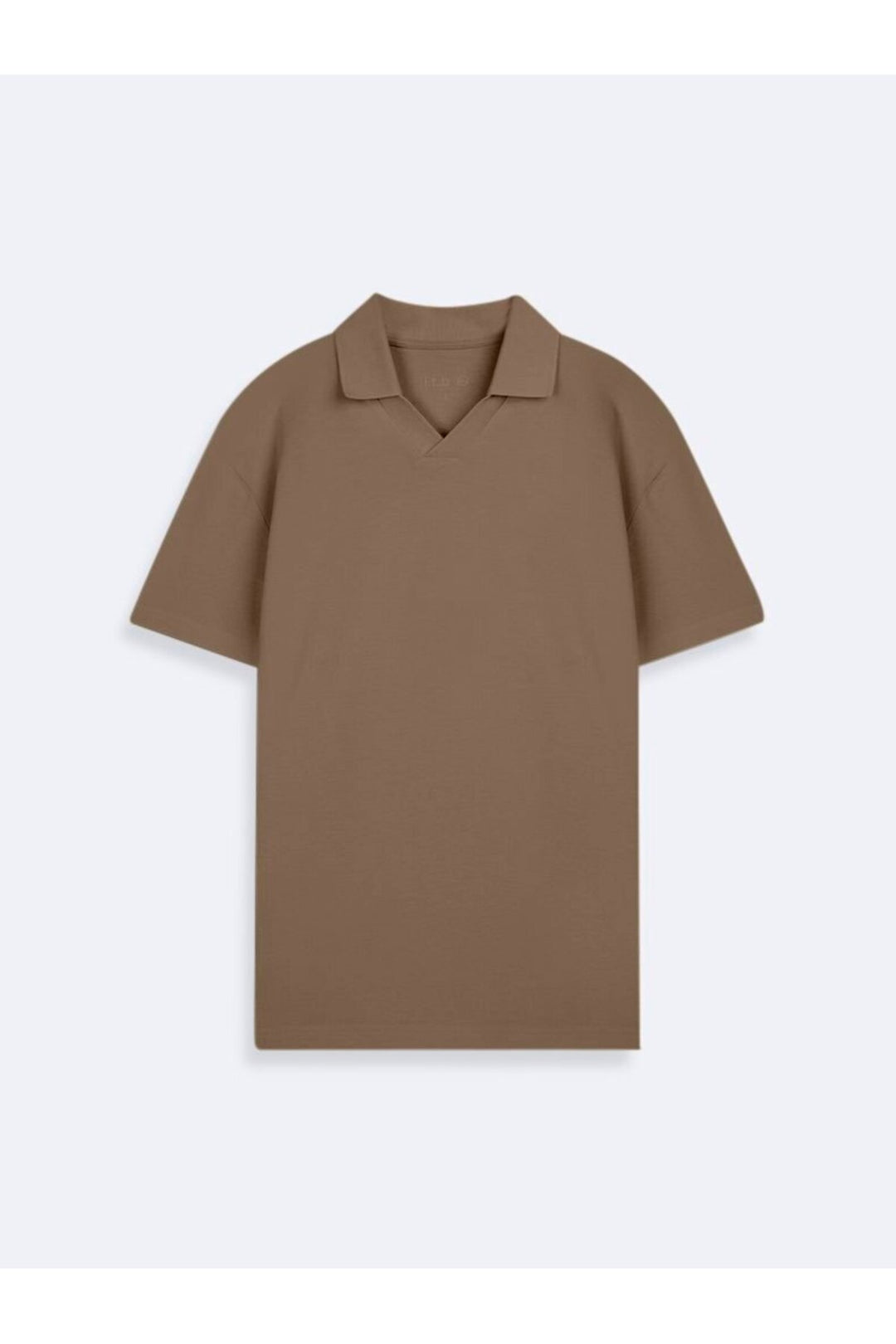 LTB T-shirt à col polo en piqué marron à col en V - Marron