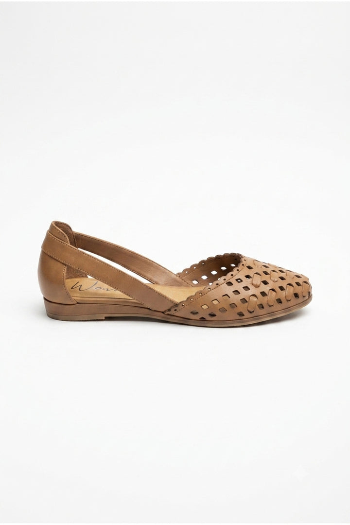 Wavelys Sandales en cuir confortables à enfiler pour femmes - Marron