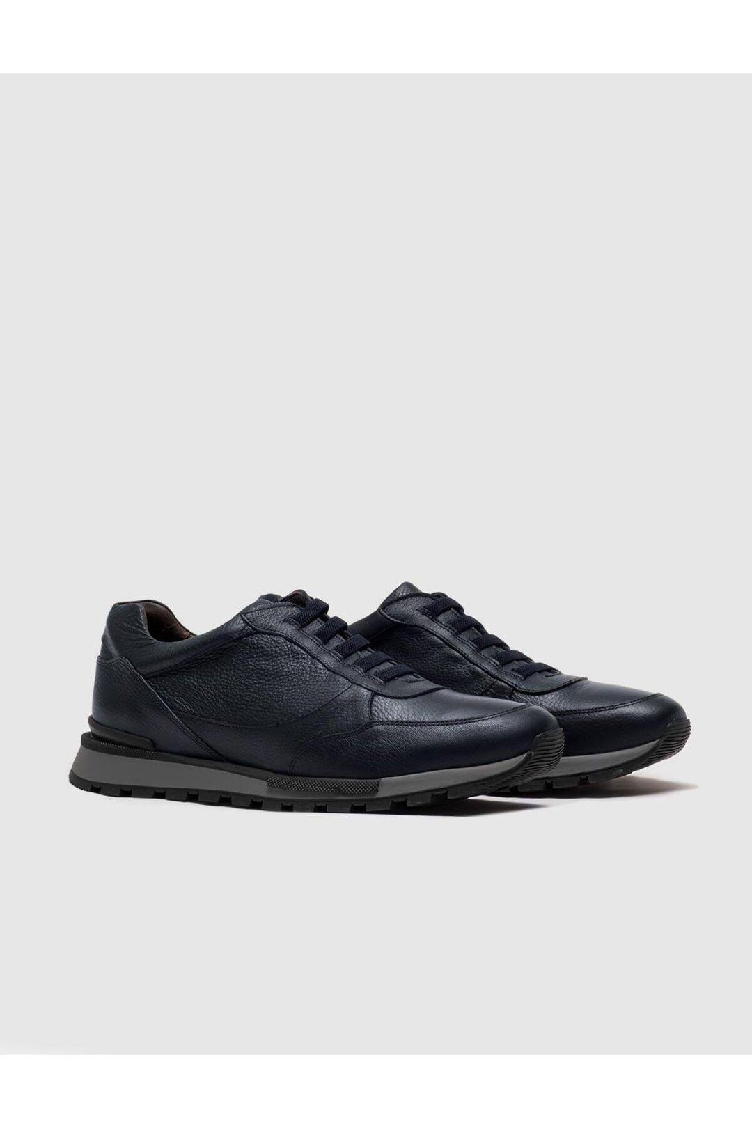 Cabani Shoes Chaussures de sport pour hommes en cuir véritable bleu marine à lacets - Bleu marine
