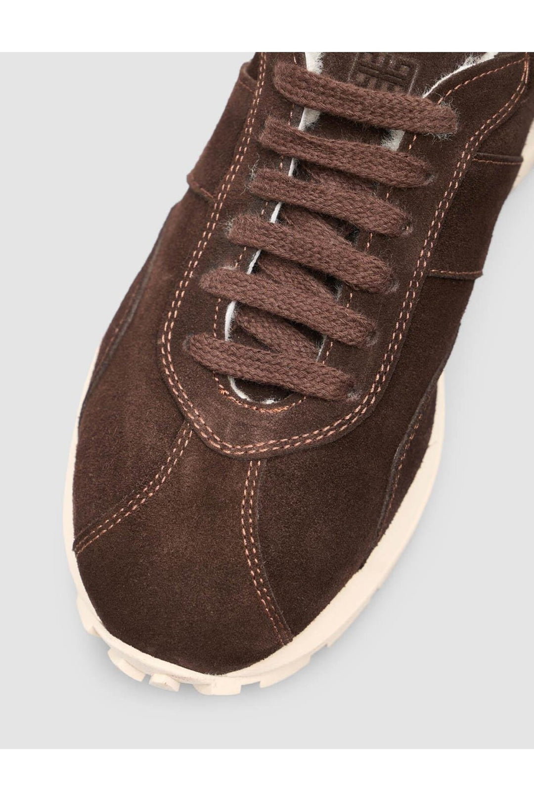 Cabani Shoes Baskets de sport pour femmes en cuir véritable 100% en daim marron avec fourrure. - Marron
