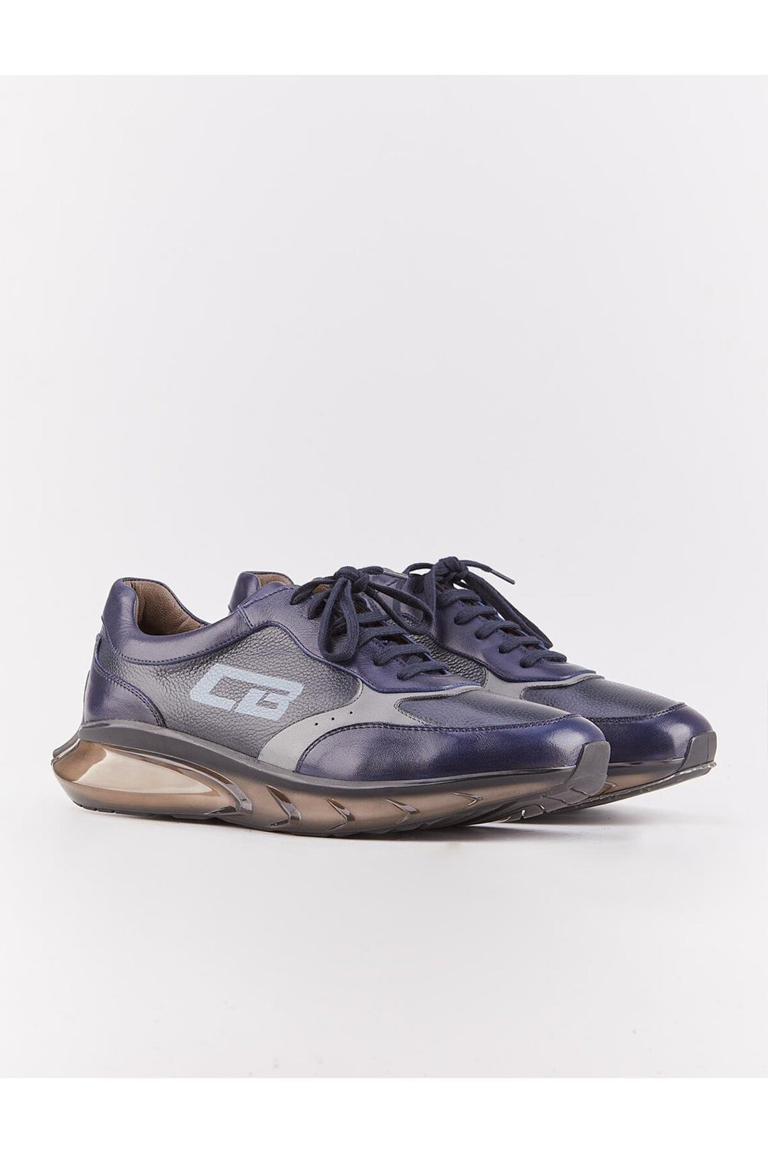Cabani Shoes Light Eva Semelle Cuir Véritable Bleu marine Chaussures de Sport Homme à Lacets - Bleu marine