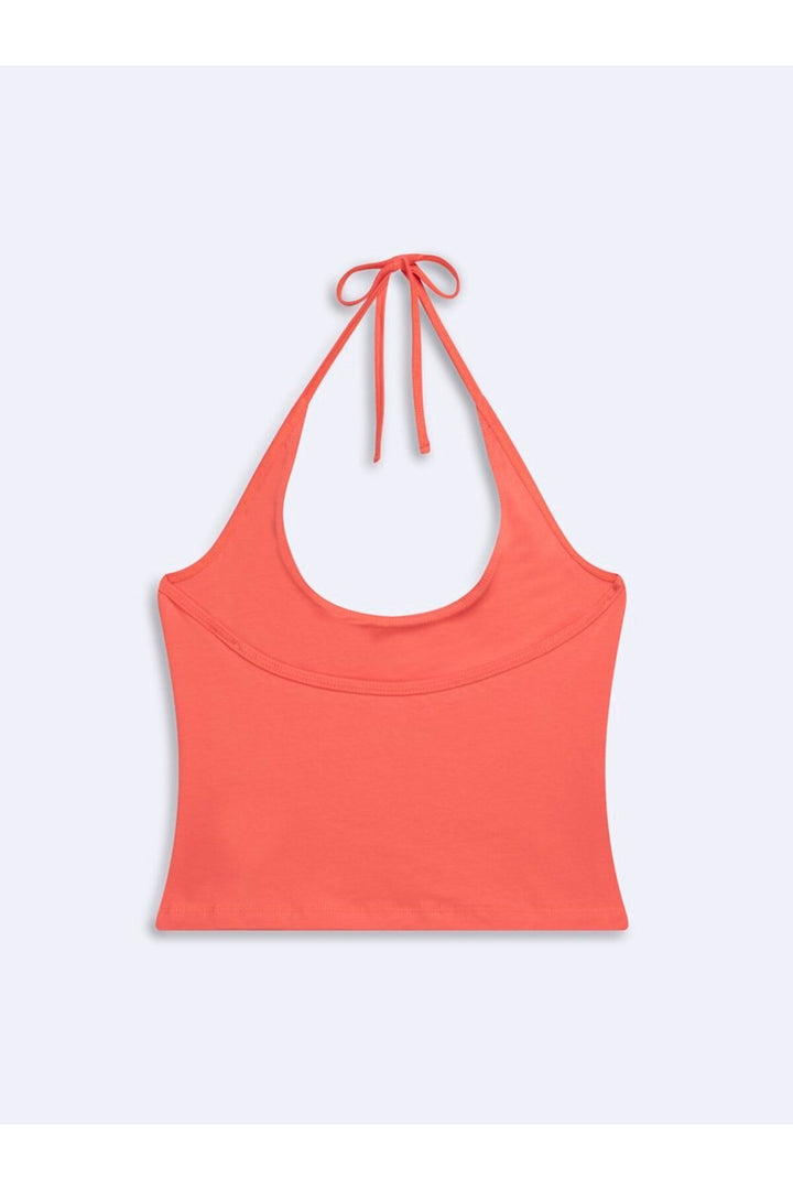 LTB Débardeur Crop Orange Col Halter à Nouer - Orange